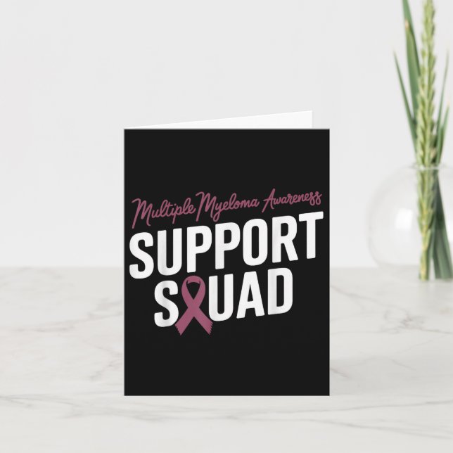 Burgundy Ribbon Support Squad For Multiple Myeloma Card (Front)