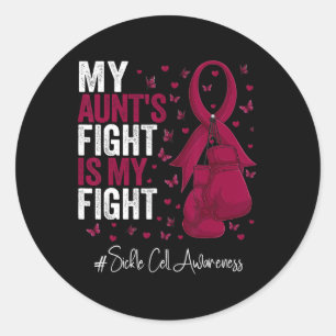 Burgundy Ribbon Survivor Aunt Sickle Cell Awarenes Classic Round Sticker