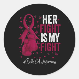 Burgundy Ribbon Survivor Fighter Sickle Cell Aware Classic Round Sticker