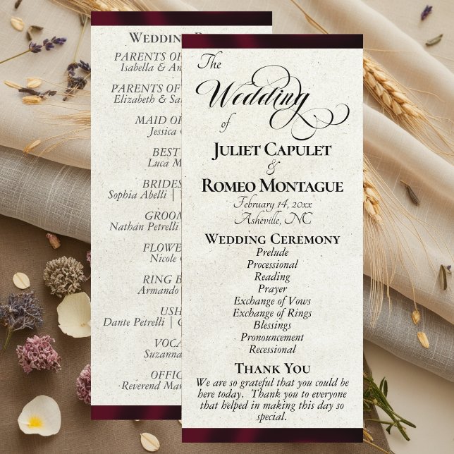 Burgundy Ribbon Wedding Program (Creator Uploaded)