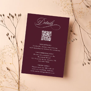 Burgundy Romantic Calligraphy Wedding Details      Enclosure Card