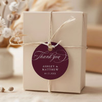Burgundy Romantic Calligraphy Wedding Thank You
