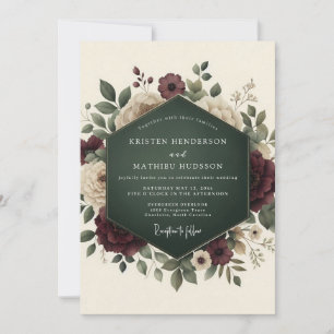Burgundy Romantic Floral Wedding Invitation