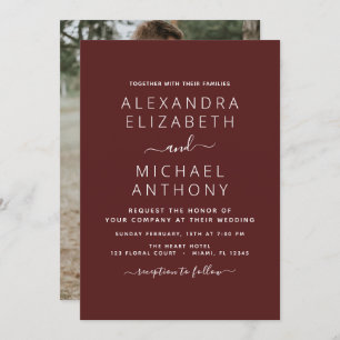 Burgundy Romantic Wedding with Photo Invitation