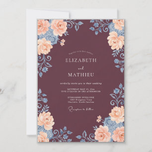 Burgundy Romantic Winter Wedding Invitation