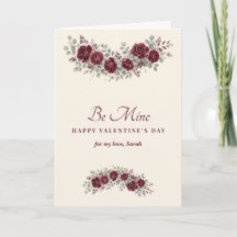 Burgundy Rose Be Mine Valentine's Day Card