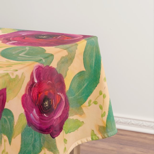 Burgundy Rose Bloom  Tablecloth (In Situ)