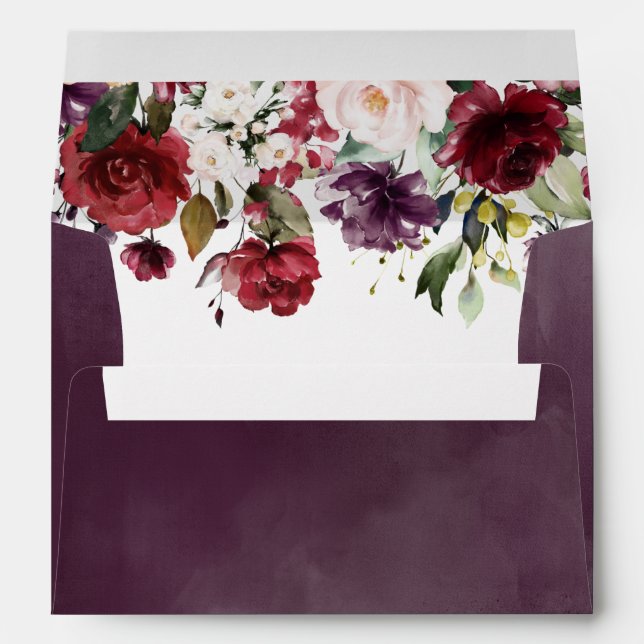 Burgundy Rose & Blush Pink Elegant Envelope (Back (Bottom))