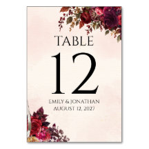 Burgundy Rose Botanical Autumn Wedding