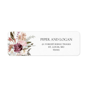 Burgundy Rose Bouquet Return Address Label