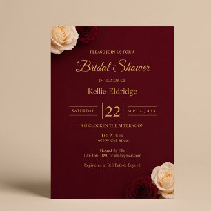 Burgundy Rose Bridal Shower Invitation