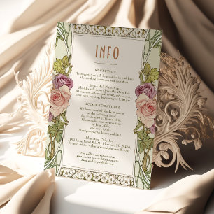 Burgundy Rose Enclosure INFO Vintage Art Nouveau Invitation