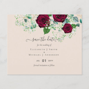 Burgundy Rose Eucalyptus Wedding Flyer