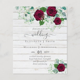 Burgundy Rose Eucalyptus Wedding Flyer