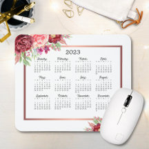 Burgundy Rose Floral Rose Gold 2023 Calendar