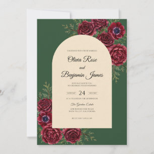 Burgundy Rose Forest Wedding Invitation
