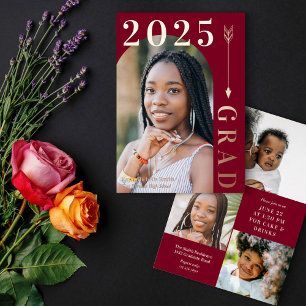 Burgundy Rose Gold Arch & Arrow Graduation