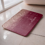Burgundy Rose Gold Blush Pink Glitter Monogram Bath Mat<br><div class="desc">Burgundy and Rose Gold - Blush Pink Sparkle Glitter Script Monogram Name Bath Mats. This makes the perfect graduation,  birthday,  wedding,  bridal shower,  anniversary,  baby shower or bachelorette party gift for someone that loves glam luxury and chic styles.</div>