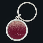 Burgundy Rose Gold Blush Pink Glitter Monogram Key Ring<br><div class="desc">Rose Gold - Blush Pink and Burgundy Sparkle Glitter Script Monogram Name Keychains (Key Chain). This makes the perfect sweet 16 birthday,  wedding,  bridal shower,  anniversary,  baby shower or bachelorette party gift for someone that loves glam luxury and chic styles.</div>