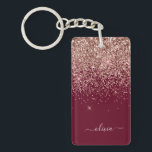 Burgundy Rose Gold Blush Pink Glitter Monogram Key Ring<br><div class="desc">Rose Gold - Blush Pink and Burgundy Sparkle Glitter Script Monogram Name Keychain. This makes the perfect sweet 16 birthday,  wedding,  bridal shower,  anniversary,  baby shower or bachelorette party gift for someone that loves glam luxury and chic styles.</div>