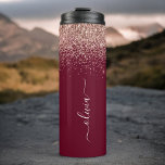 Burgundy Rose Gold Blush Pink Glitter Monogram Thermal Tumbler<br><div class="desc">Rose Gold - Blush Pink and Burgundy Sparkle Glitter Brushed Metal Monogram Name Drink Tumbler. This makes the perfect sweet 16 birthday,  wedding,  bridal shower,  anniversary,  baby shower or bachelorette party gift for someone that loves glam luxury and chic styles.</div>