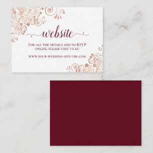 Burgundy & Rose Gold Floral Lace Wedding Website Enclosure Card