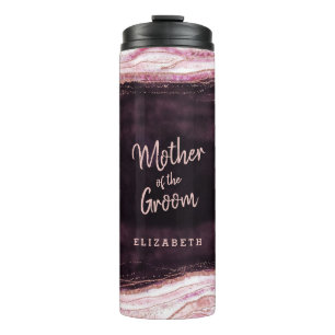 Burgundy & Rose Gold Geode Mother of the Groom Thermal Tumbler