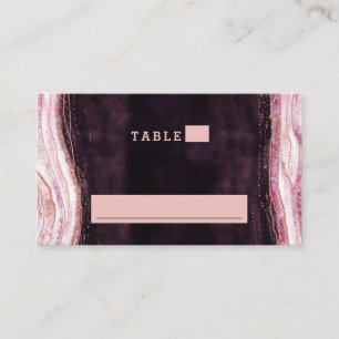 Burgundy & Rose Gold Geode Wedding Table Number Place Card