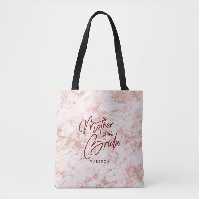 Burgundy & Rose Gold Marble Mother of the Bride Tote Bag (Front)
