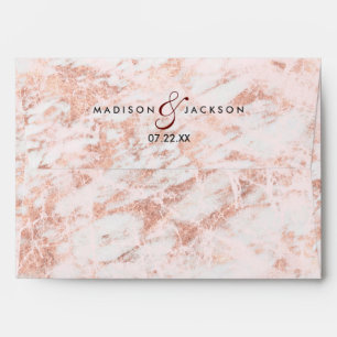 Burgundy & Rose Gold Marble Wedding Monogram Envelope