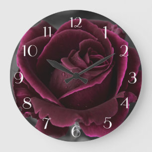 Burgundy Rose Large Clock
