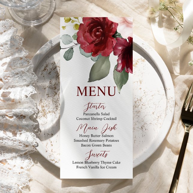 Burgundy Rose Menu Card (Creator Uploaded)