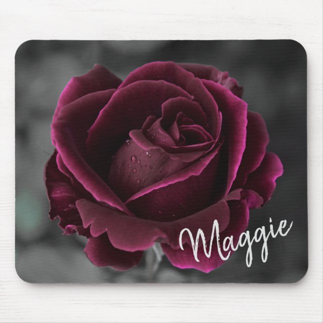 Burgundy Rose Mouse Pad (Front)