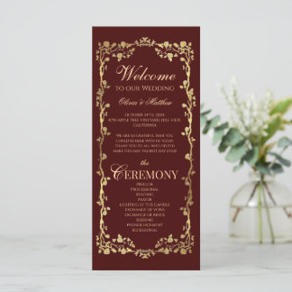 Burgundy Rose Ornate Elegant Programs Wedding