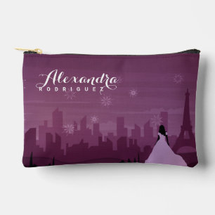 Burgundy Rose Paris Fireworks Quinceañera Accessory Pouch