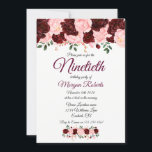 Burgundy Rose Pink Floral Ninetieth 90th Birthday Invitation<br><div class="desc">Burgundy Rose Pink Floral Ninetieth 90th Birthday Invitation

See matching collection in Niche and Nest store</div>