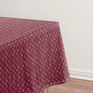 Burgundy, rose, red and berry polka dots tablecloth