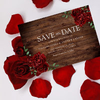 Burgundy Rose Romantic Rustic Save the date
