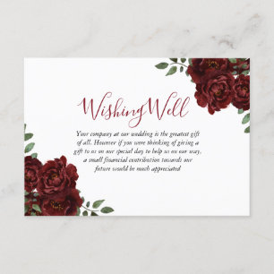 Burgundy Rose Romantic Wedding Wishing Well Enclosure Card