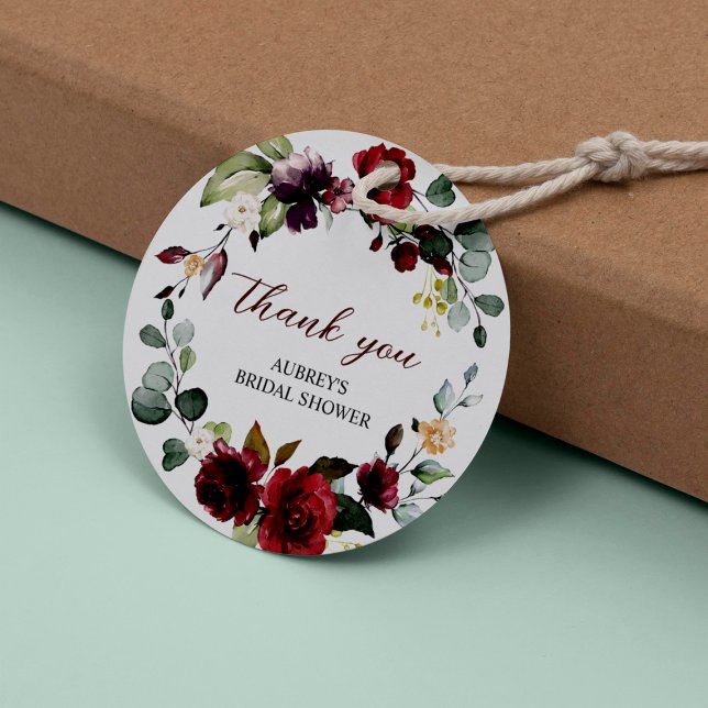 Burgundy Rose Round Favour Tags (Creator Uploaded)