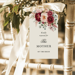 Burgundy & Rose Wedding Chair Reserved Seat Tag