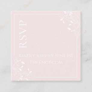 Burgundy Rose Wedding Floral Line Drawn RSVP Square Business Card