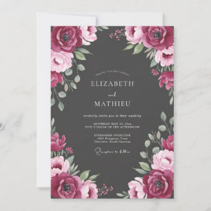Burgundy Rose Wedding Invitation