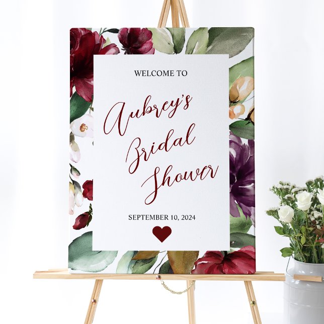 Burgundy Rose Wedding Welcome Sign (Creator Uploaded)