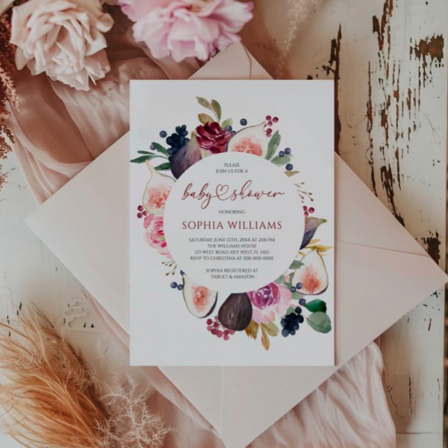 Burgundy Rose Wreath Baby Shower invitation (Creator Uploaded)