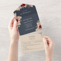 Burgundy Roses and Pampas Grass All in One Invite
