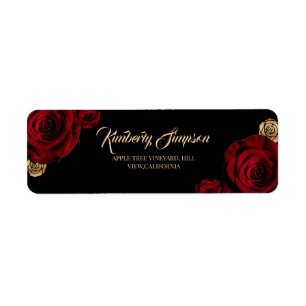 Burgundy Roses Boho Wedding  Return Address Label
