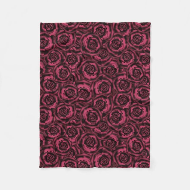 Burgundy roses fleece blanket (Front)