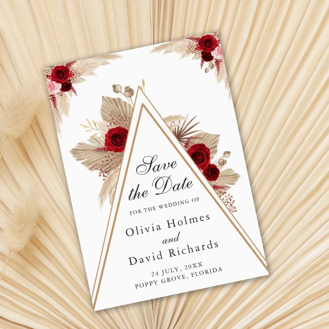 Burgundy Roses & Pampas Grass Save the Date (Creator Uploaded)