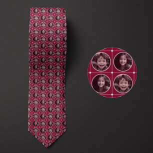 Burgundy Round 2-Photo Pattern Tie